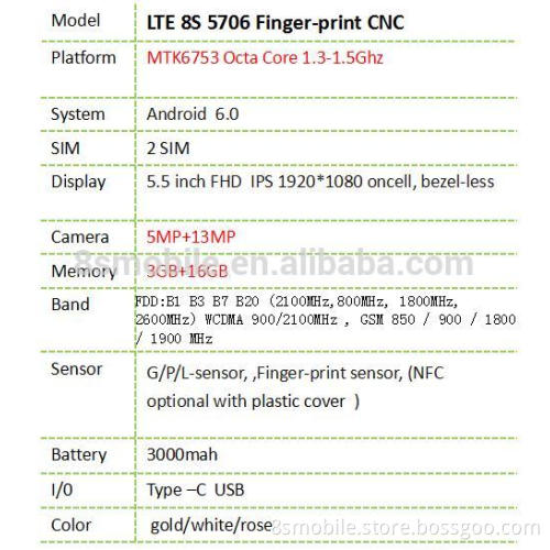 LTE8S5706 5.5" high end cheap mobile phone wholesale